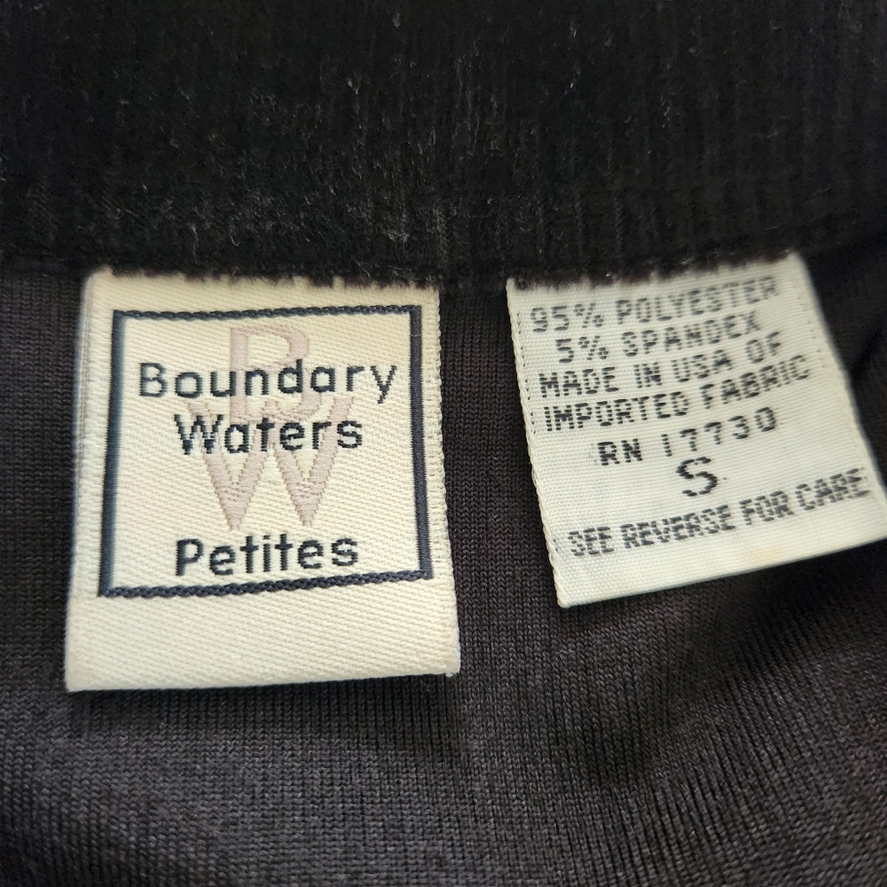 BOUNDARY WATERS PETITE SMALL BLACK PLUSH POLY RIBBED BUTTON-FRONT WOMEN'S SHIRT - Picture 2 of 4